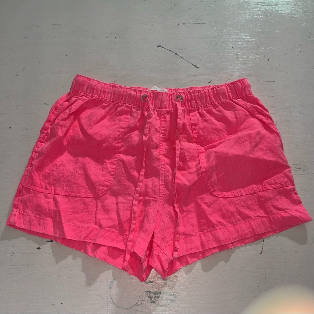 100% Linen Neon Hot Pink Drawstring Shorts Natural Fibers C&C California Women’s